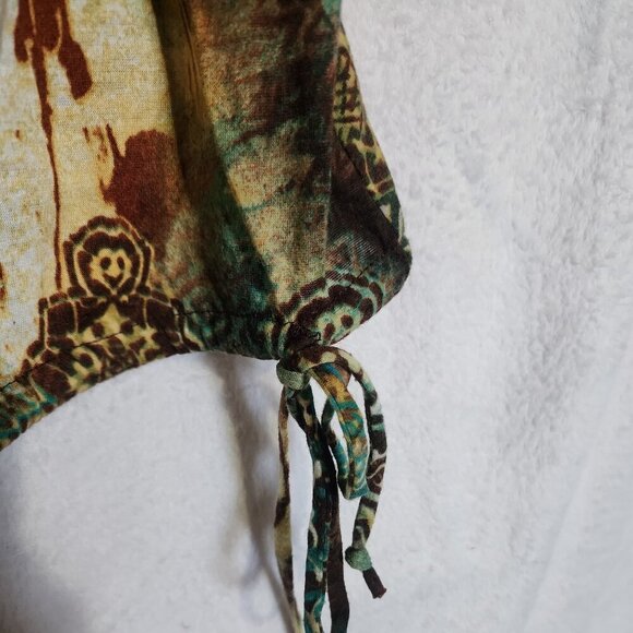 VTG Y2K Beaded Halter Embroidered SZ L Boho Festival Fairy Wst Tie Whimsy Gypsy - Picture 5 of 8